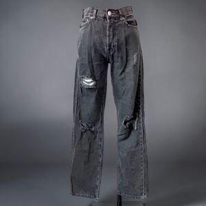 Aeropostale Aero Gray Black Denim Jeans 90 Baggy Distressed Retro Mom Dad 2